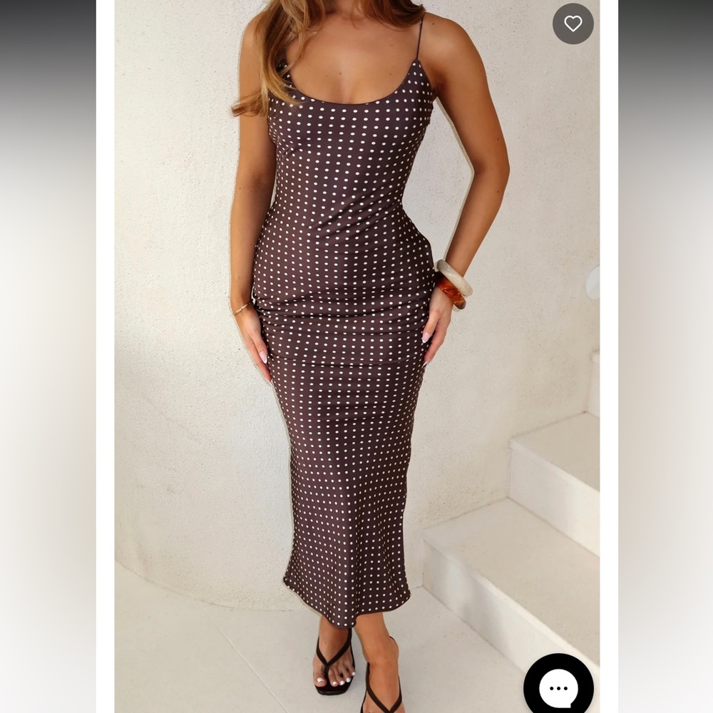 White Fox Boutique Chocolate Polka Dot midi Dress